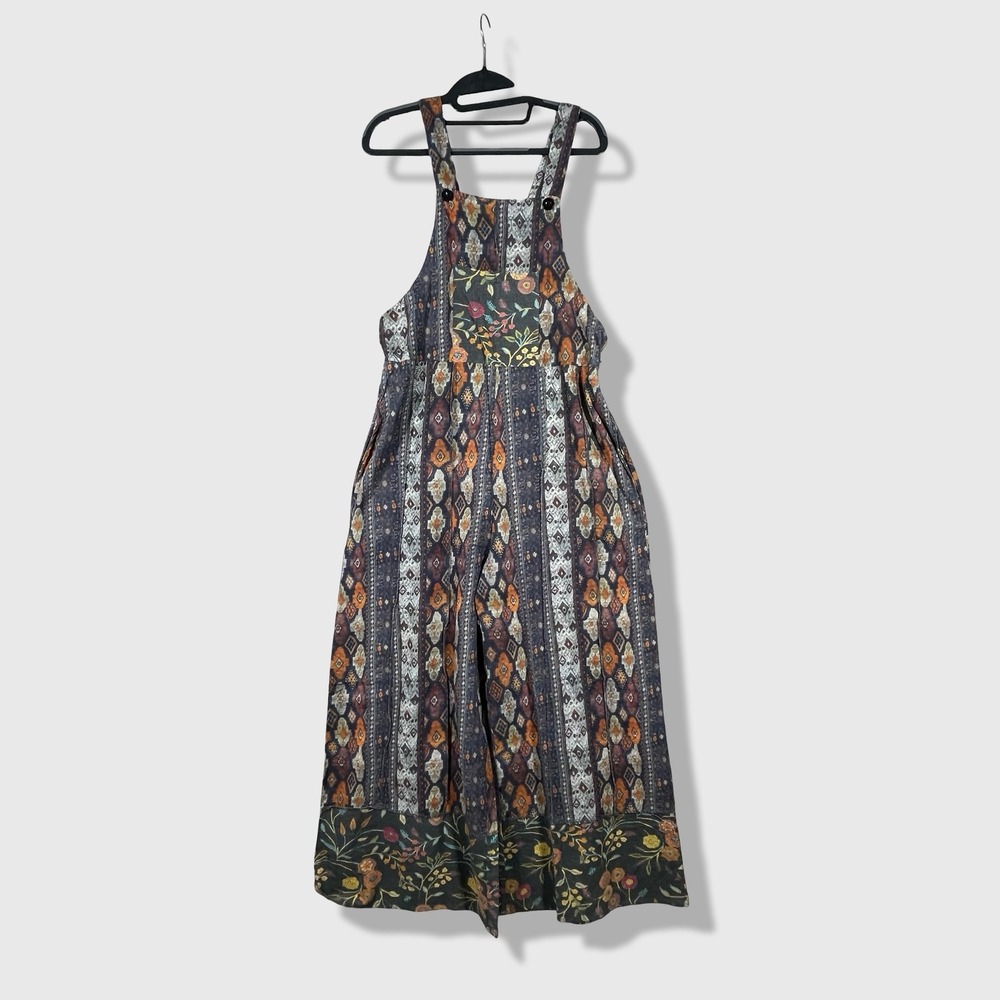 Yak & Yeti Jumpsuit Overalls Womens S/M Multi Color Boho Hippie Geometric Floral